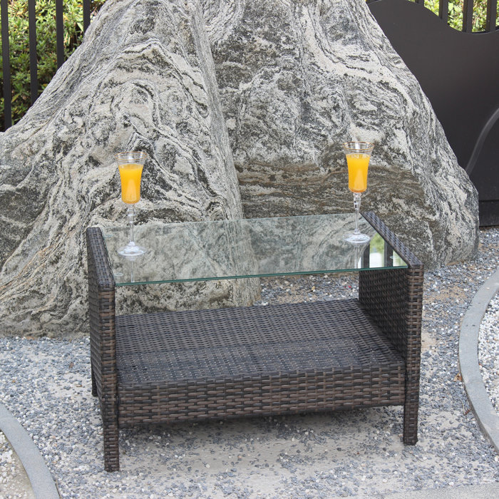 Latitude Run® Outdoor Patio Clear Tempered Glass Coffee Table | Wayfair